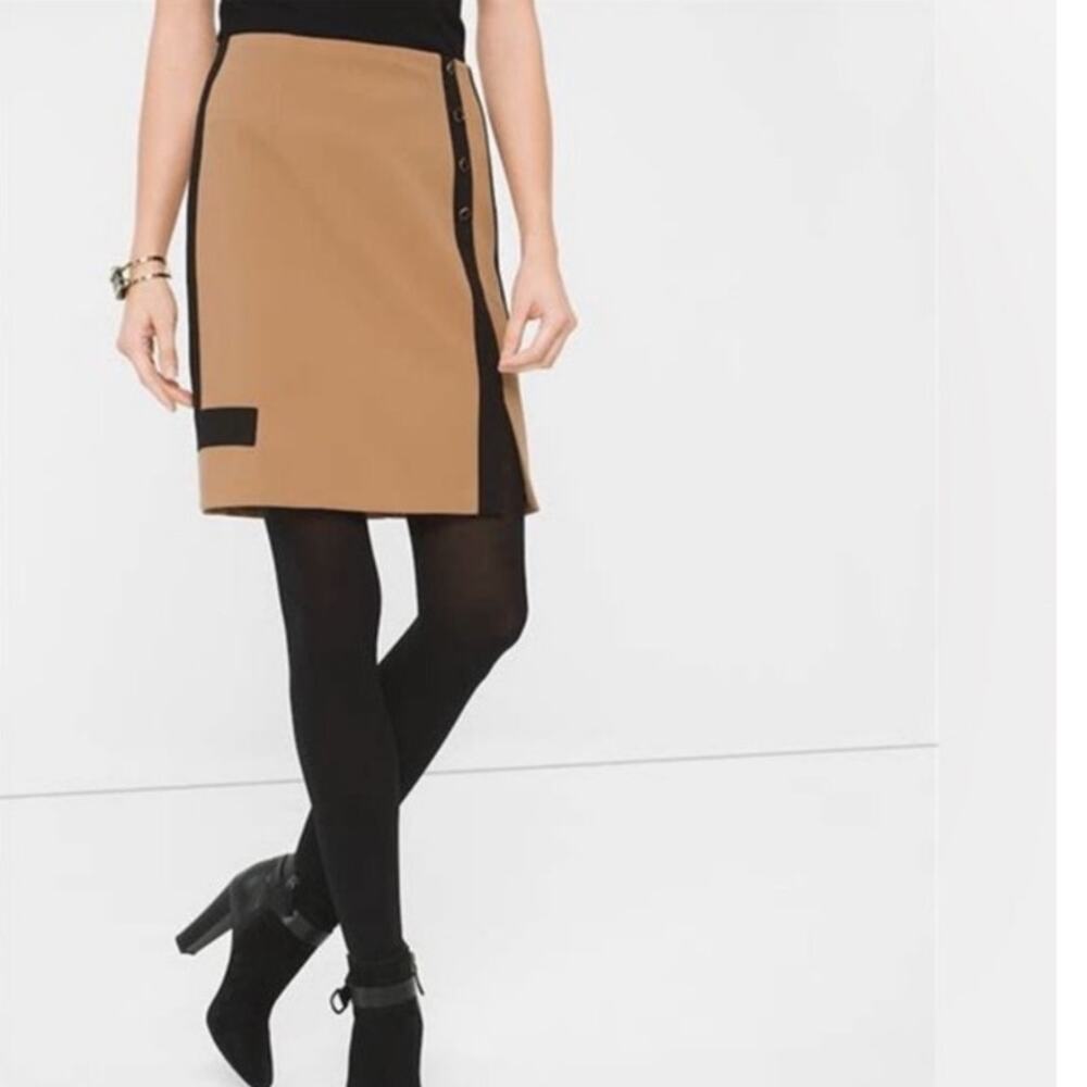 White House Black Market Camel Colorblock Pencil Skirt Sz 14